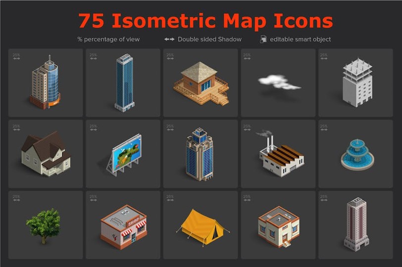 Isometric Map Icons